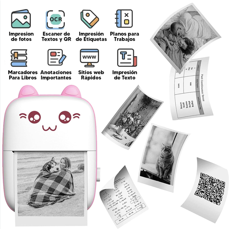 Mini Impresora Portátil Bluetooth Gato